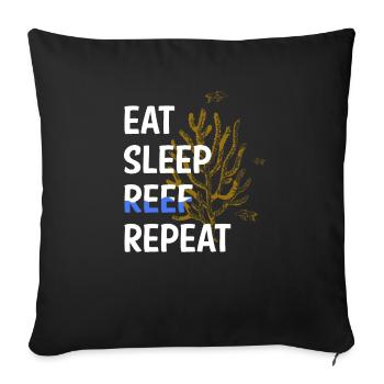 Eat Sleep Reef Repeat Coral Aquarium - Sofa pillowcase 17,3'' x 17,3'' (45 x 45 cm) - black - Front