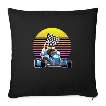 Kart racing go-kart arena gift - Sofa pillowcase 17,3'' x 17,3'' (45 x 45 cm) - black - Front