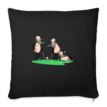 Schafe spielen Golf - Sofakissenbezug 45 x 45 cm - Schwarz - Vorne