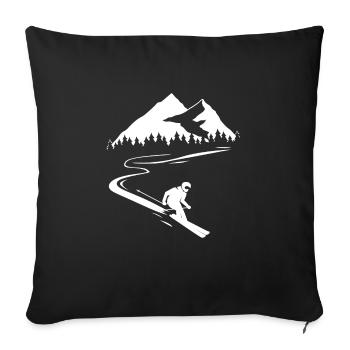 Skieur montagnes ski d'hiver sports d'hiver - Housse de coussin décorative 45 x 45 cm - noir - Devant
