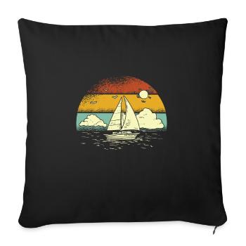 Voilier Vintage Retro Sunset Sunset Sailor Sails - Housse de coussin décorative 45 x 45 cm - noir - Devant