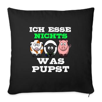 Vegetarier Vegetarierin vegetarisch fleischlos - Sofakissenbezug 45 x 45 cm - Schwarz - Vorne