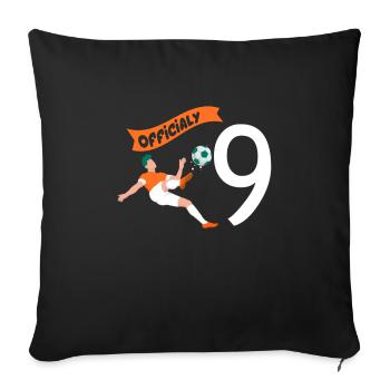 graphique d'anniversaire de football pour les garçons de 9 ans - Housse de coussin décorative 45 x 45 cm - noir - Devant