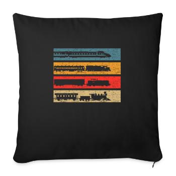 Train chemin de fer locomotive à vapeur trains vintage - Housse de coussin décorative 45 x 45 cm - noir - Devant