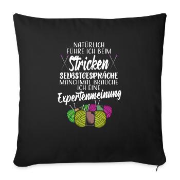 Stricken Häkeln Handarbeiten Spruch Strickerin - Sofakissenbezug 45 x 45 cm - Schwarz - Vorne