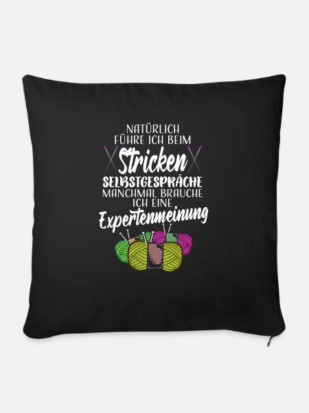 Stricken Häkeln Handarbeiten Spruch Strickerin - Sofakissenbezug 45 x 45 cm - Schwarz