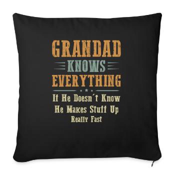 Grandad Knows Everything - Housse de coussin décorative 45 x 45 cm - noir - Devant