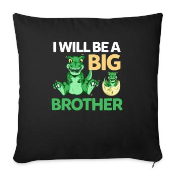 Grand frère dinosaure cadeau enfant dinosaures - Housse de coussin décorative 45 x 45 cm - noir - Devant