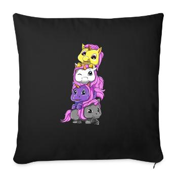 Nonbinary Einhörner - Nichtbinär Genderqueer - Sofakissenbezug 45 x 45 cm - Schwarz - Vorne