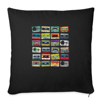 Cassette Tape 1980 Retro Party Mixtapes - Housse de coussin décorative 45 x 45 cm - noir - Devant