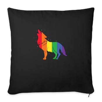 Schwuler Wolf Regenbogen Gay Pride LGBT Geschenk - Sofakissenbezug 45 x 45 cm - Schwarz - Vorne