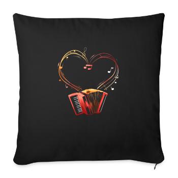 Instrument d'accordéon Dire de coeur d'accordéon - Housse de coussin décorative 45 x 45 cm - noir - Devant