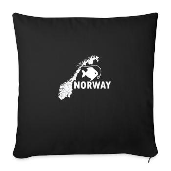 Pêche en Norvège - Housse de coussin décorative 45 x 45 cm - noir - Devant