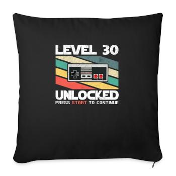 30th Birthday Level 30 Unlocked Retro Gamer Gift - Sofa pillowcase 17,3'' x 17,3'' (45 x 45 cm) - black - Front
