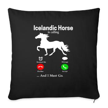 Icelandic horse - Sofa pillowcase 17,3'' x 17,3'' (45 x 45 cm) - black - Front