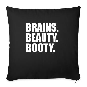 Brains Beauty Booty Slim Thick Curvy Curves Smart - Sofa pillowcase 17,3'' x 17,3'' (45 x 45 cm) - black - Front