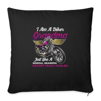 Ich bin ein Biker-Oma-Druck - Cooles Oma-Design - Sofakissenbezug 45 x 45 cm - Schwarz - Vorne