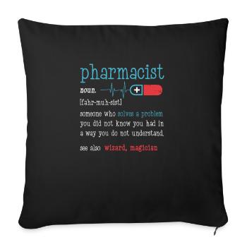 Impression classique de cadeau drôle de définition de pharmacien - Housse de coussin décorative 45 x 45 cm - noir - Devant