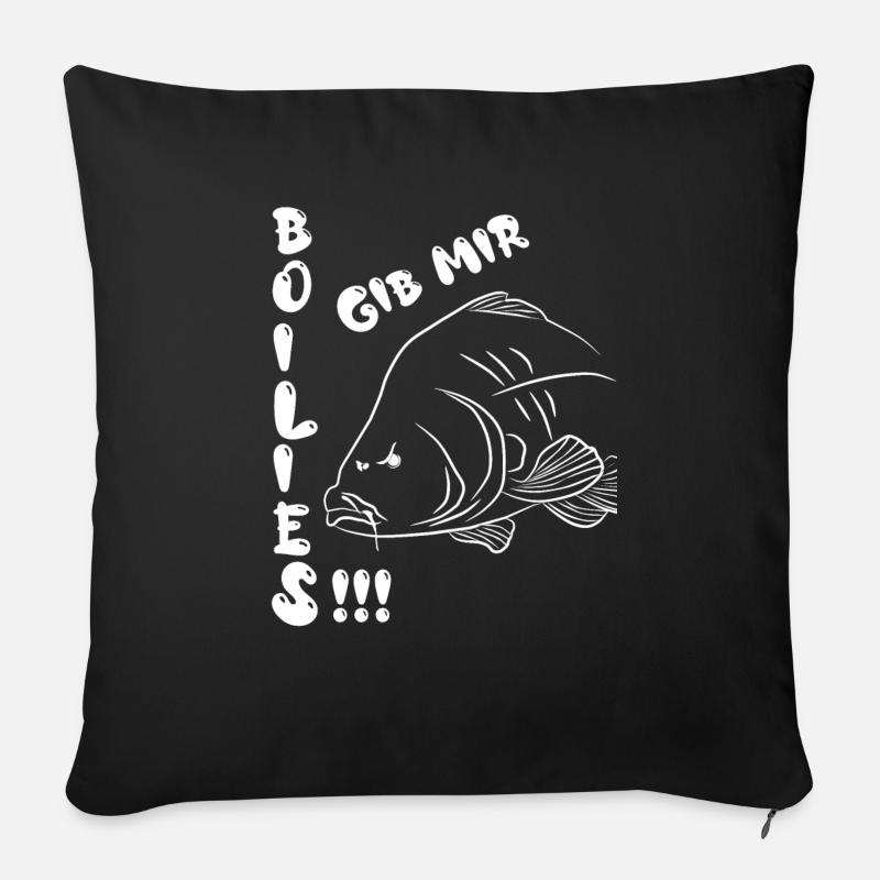 Karpfenangler Boilies Karpfen - Sofakissenbezug 45 x 45 cm - Schwarz