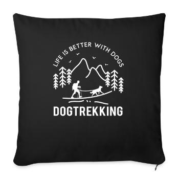 Dogtrekking randonnée avec chien canicross cadeau - Housse de coussin décorative 45 x 45 cm - noir - Devant