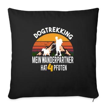 Dogtrekking randonnée avec chien canicross cadeau - Housse de coussin décorative 45 x 45 cm - noir - Devant