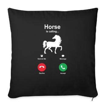 Cheval chevaux mignon équitation cadeau idée cadeau - Housse de coussin décorative 45 x 45 cm - noir - Devant