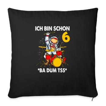 Kinder Schlagzeugspieler 6. Geburtstag 6 Jahre - Sofakissenbezug 45 x 45 cm - Schwarz - Vorne