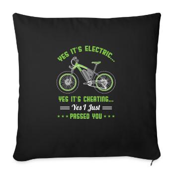 E-bike bicycle cheating cycling electric - Sofa pillowcase 17,3'' x 17,3'' (45 x 45 cm) - black - Front