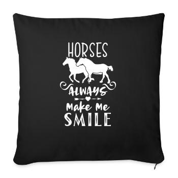 Horses horse equestrian saying equine saying - Sofa pillowcase 17,3'' x 17,3'' (45 x 45 cm) - black - Front