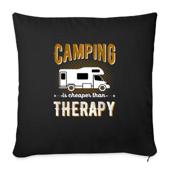 Camper camping caravane cadeau - Housse de coussin décorative 45 x 45 cm - noir - Devant