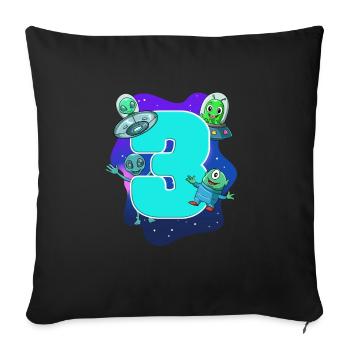 3e anniversaire des enfants - Alien et Ufo - Housse de coussin décorative 45 x 45 cm - noir - Devant