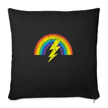 cool arc-en-ciel foudre distressed LGBTQ cadeau - Housse de coussin décorative 45 x 45 cm - noir - Devant