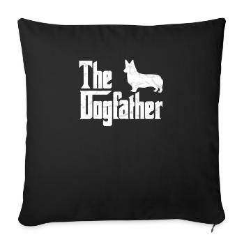 Welsh Corgi T-Shirt The Dogfather Funny Dog Owner - Sofa pillowcase 17,3'' x 17,3'' (45 x 45 cm) - black - Front
