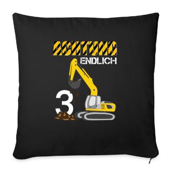 Endlich 3 Bagger - Sofakissenbezug 45 x 45 cm - Schwarz - Vorne