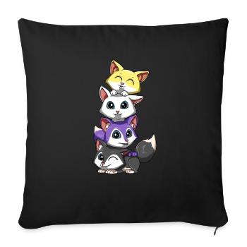 Non-binary foxes - Nonbinary LGBTQ - Sofa pillowcase 17,3'' x 17,3'' (45 x 45 cm) - black - Front