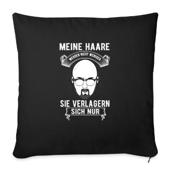 Glatzkopf Haare lustiger Glatzen Spruch Geschenk - Sofakissenbezug 45 x 45 cm - Schwarz - Vorne
