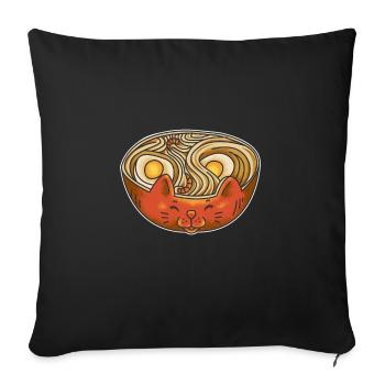 Noodle soup in cat bowl - Sofa pillowcase 17,3'' x 17,3'' (45 x 45 cm) - black - Front