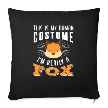Renard homme costume - Housse de coussin décorative 45 x 45 cm - noir - Devant