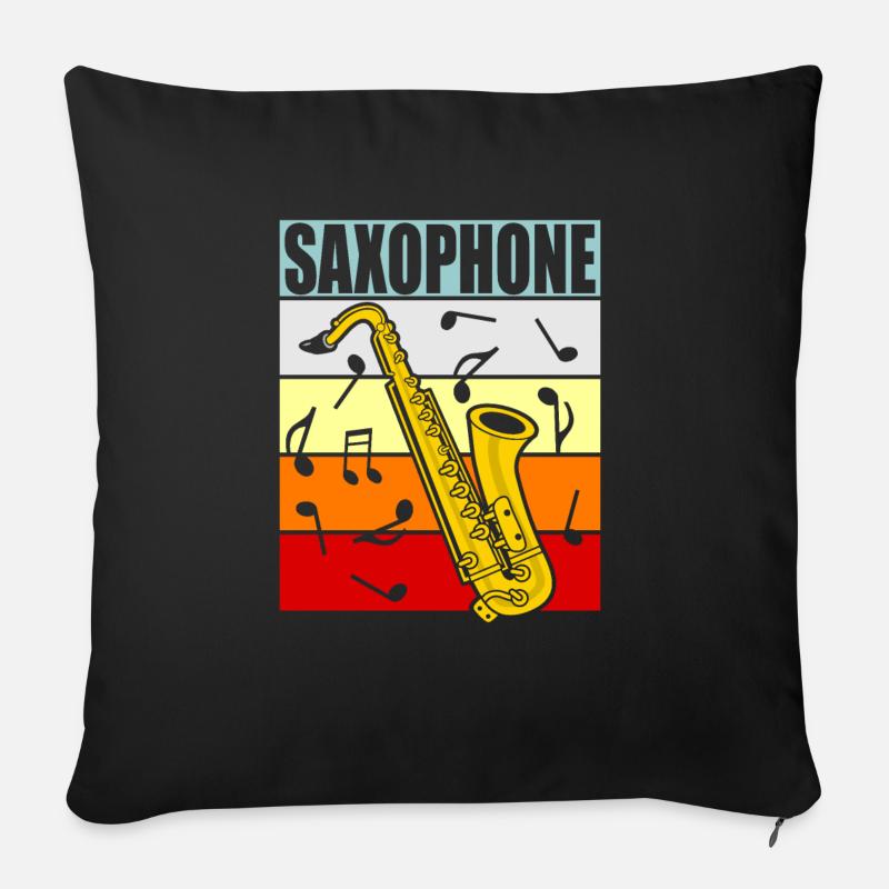 saxophone - Housse de coussin décorative 45 x 45 cm - noir