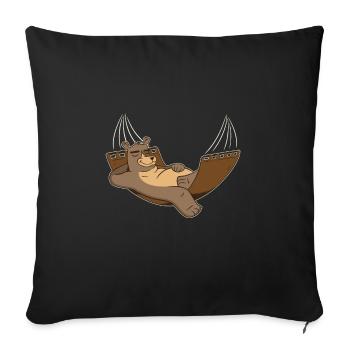 Lazy bear lounging in the hammock outside - Sofa pillowcase 17,3'' x 17,3'' (45 x 45 cm) - black - Front