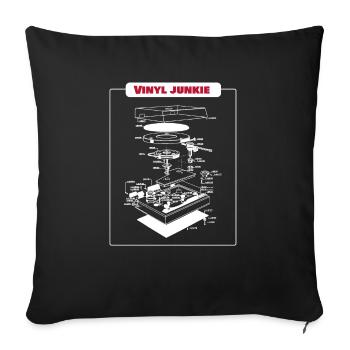 Vinyl Junkie Retro Vintage Turntable Gift - Sofa pillowcase 17,3'' x 17,3'' (45 x 45 cm) - black - Front