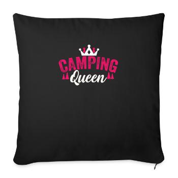 Camping Queen - Housse de coussin décorative 45 x 45 cm - noir - Devant