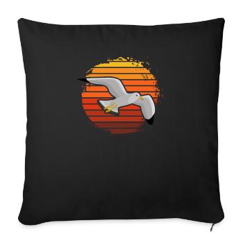 Idée cadeau de chemise d'oiseau d'eau de mouette - Housse de coussin décorative 45 x 45 cm - noir - Devant