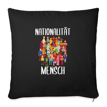 Nationalité Humaine Anti Racisme Pas de racisme - Housse de coussin décorative 45 x 45 cm - noir - Devant