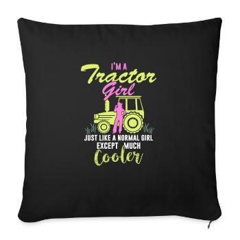 Tractor girl - Sofa pillowcase 17,3'' x 17,3'' (45 x 45 cm) - black - Front