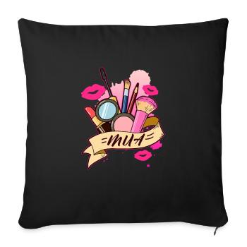 Maquillage Artist Mua Beauté Salon maquillage - Housse de coussin décorative 45 x 45 cm - noir - Devant