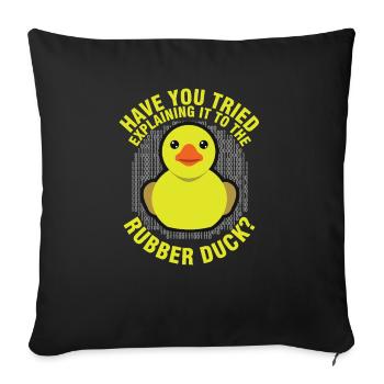 Lustige Programmierung Rubber Duck für Debug Debugger - Sofakissenbezug 45 x 45 cm - Schwarz - Vorne