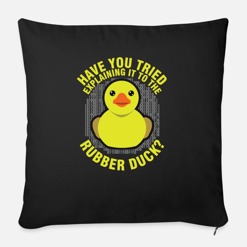 Funny Programming Rubber Duck for Debug Debugger - Sofa pillowcase 17,3'' x 17,3'' (45 x 45 cm) - black