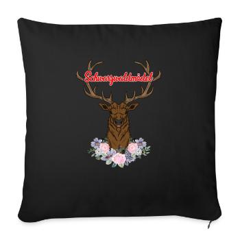 Schwarzwaldmädel Hirsch Geweih - Sofakissenbezug 45 x 45 cm - Schwarz - Vorne