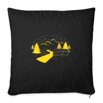 Camping Trailer-Happy Camper-Nature Lover - Sofa pillowcase 17,3'' x 17,3'' (45 x 45 cm) - black - Front